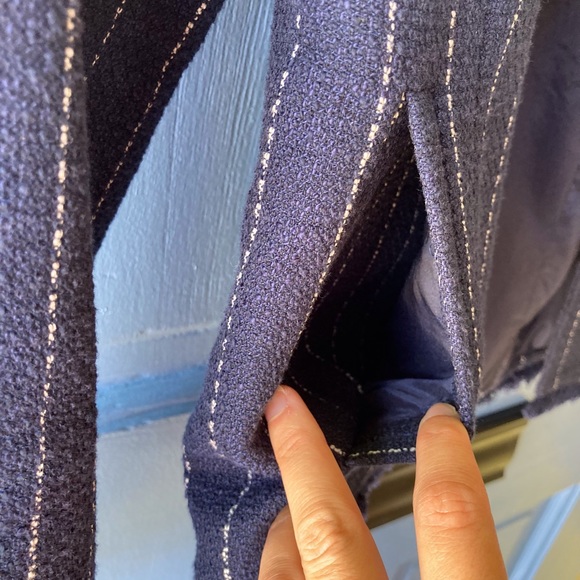 Banana Republic Blue Pinstripe Blazer, Fringe Hems - Picture 5 of 9